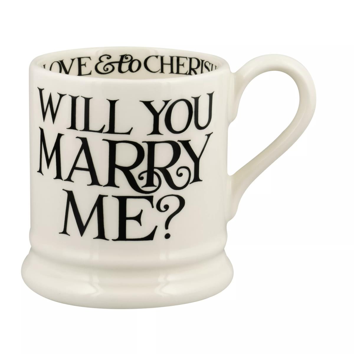½ pt Mug Black Toast Will You Marry Me