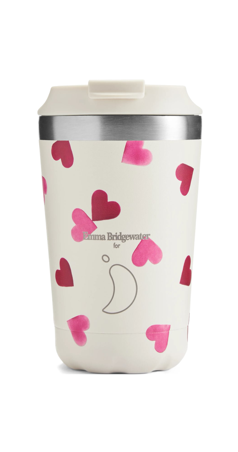 Chilly's Coffee Cup 340ml Pink Hearts Leakproof