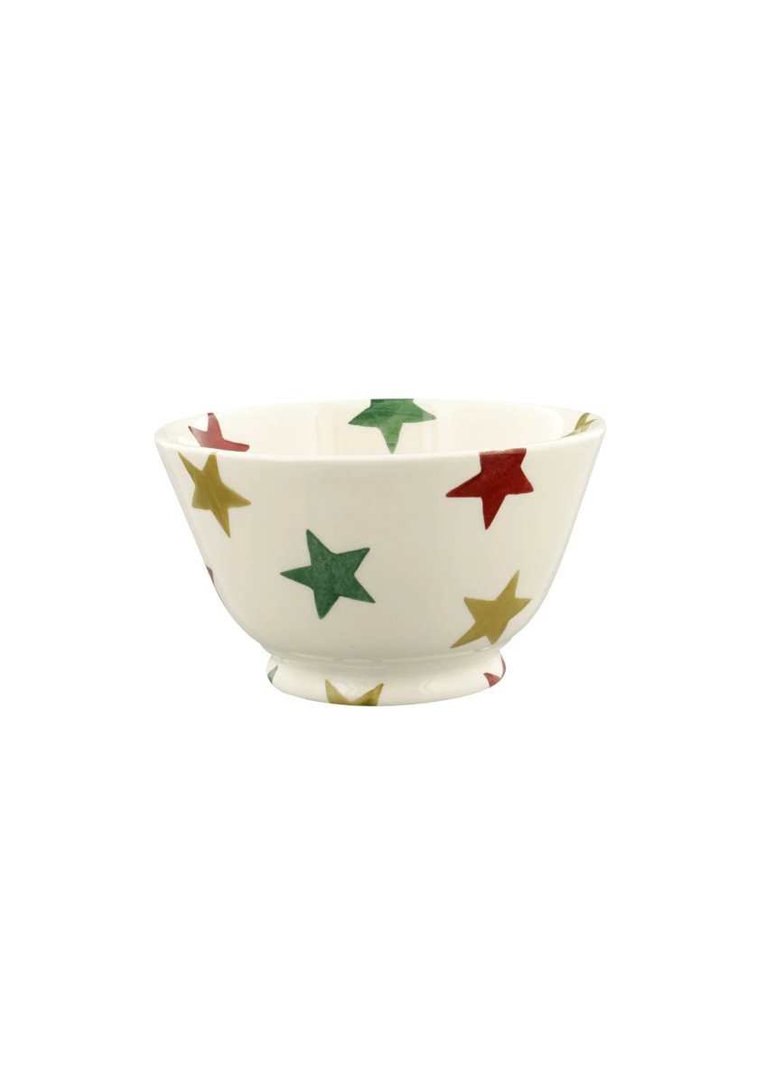 Small Old Bowl Red Green & Gold stars