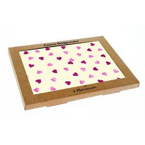 Set of 4 Placemats Pink Hearts