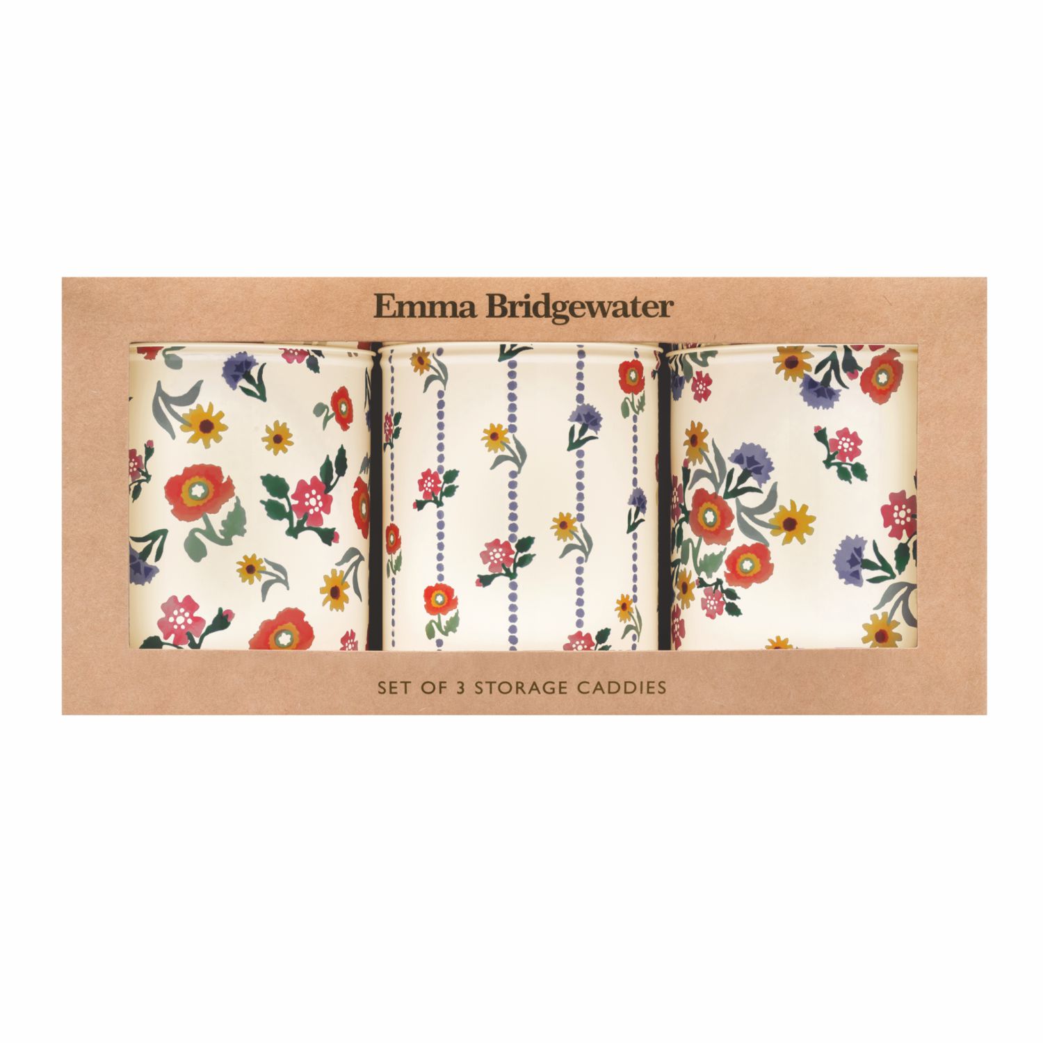 Set of 3 Caddy Tins Poppies