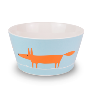 Cereal Bowl Mr Fox - orange & light blue