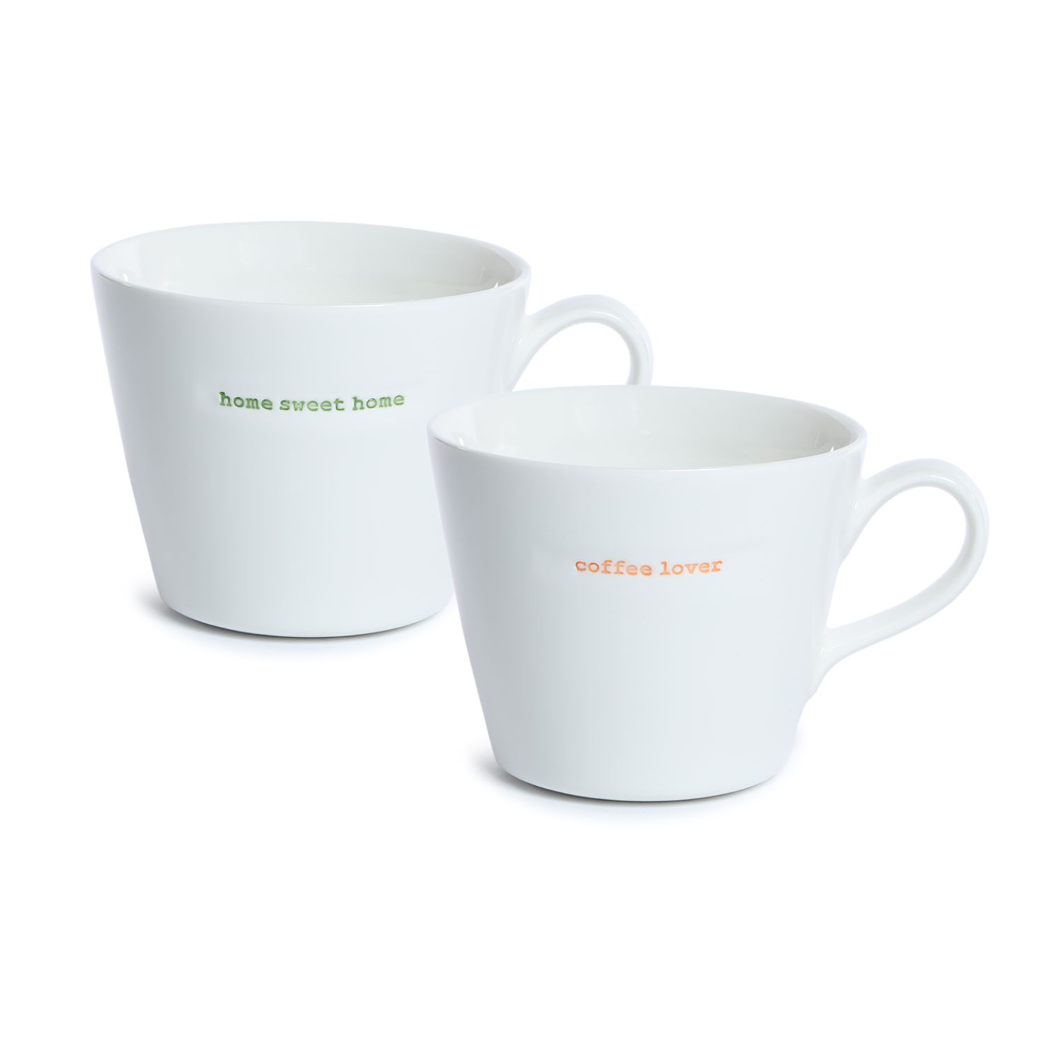 Bucket Mug Set of 2 home sweet home en coffee lover